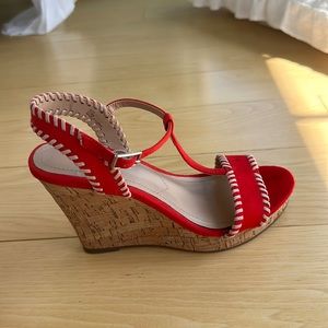 Red Charles David wedges, size 6 1/2